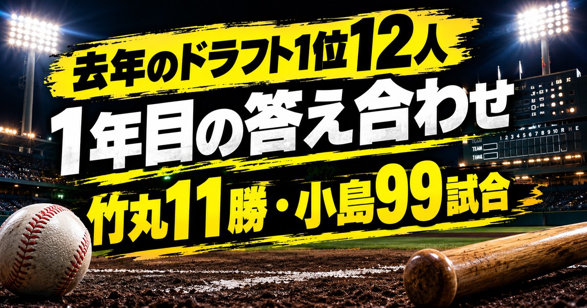 去年のドラフト1位12人 1年目の答え合わせ（竹丸11勝・小島99試合）