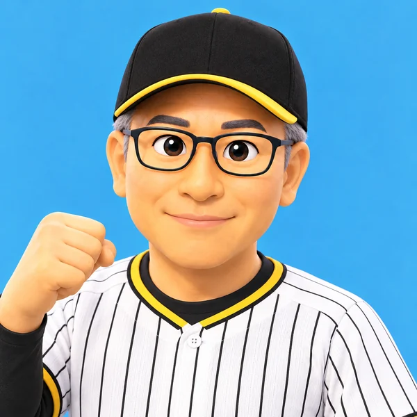 おがっチャンネルのイラスト（縦じまのユニフォーム姿）